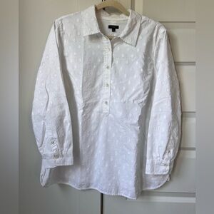 Talbots White Embroidered Popover Blouse 2X Petite